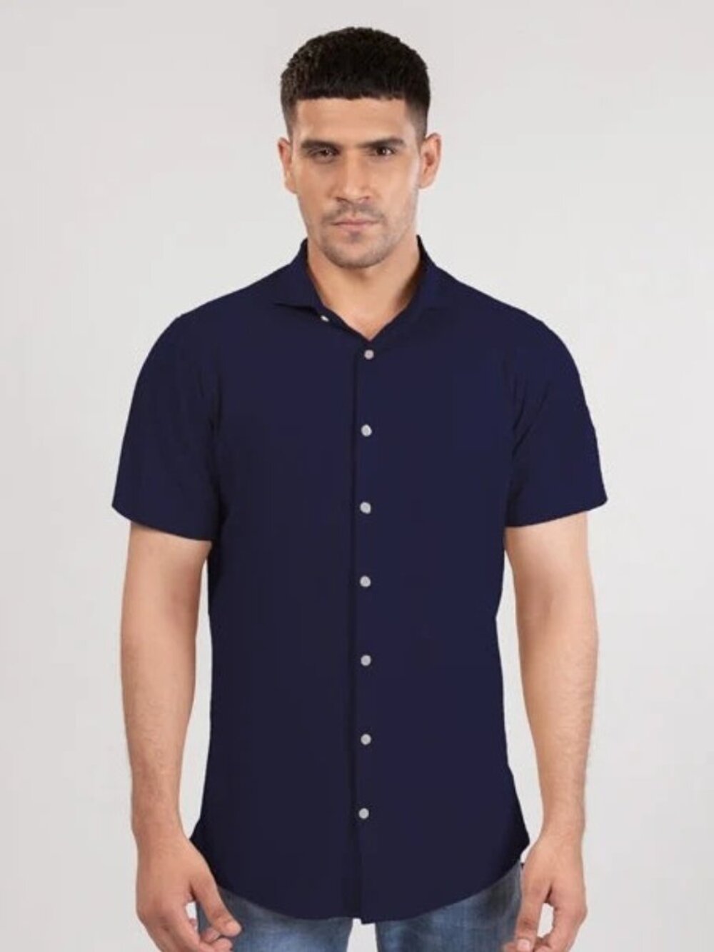Brisk Navy Knitted Soft Pique Short Sleeve Shirt